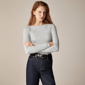 J.Crew Heather Grey Fine rib boatneck top
